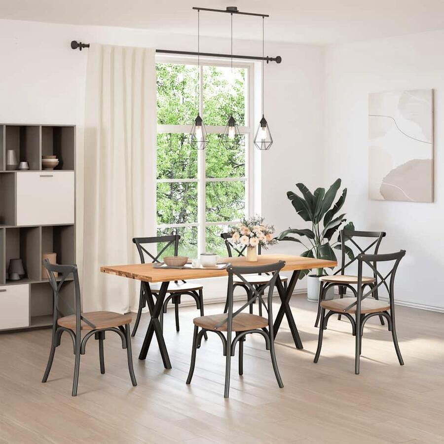 VidaXL Eettafel 180x80 cm massief eikenhout Eetkamertafel Eikenhouten Tafel Salontafel Grote Tafel Massief Eikenhout Industriële Tafel Landelijke Tafel Diningtable