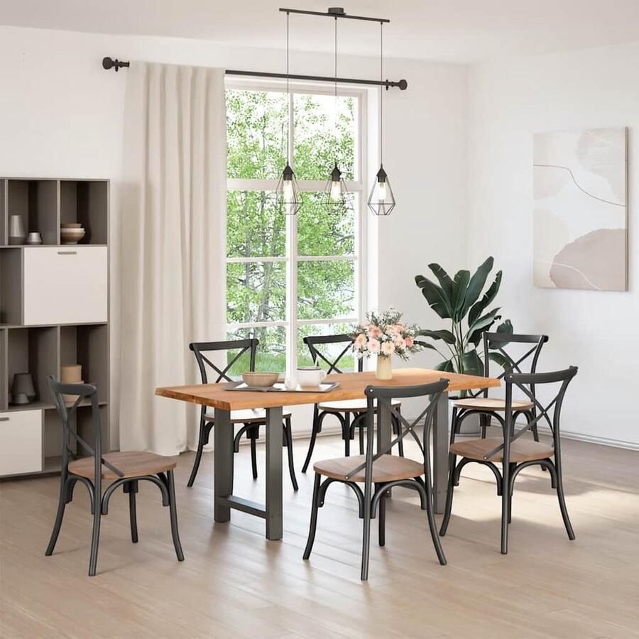 VidaXL Eettafel 180x80 cm Massief Eikenhout Eettafel Houten Eettafel Eikentafel Salontafel Diningtable Keukenmeubilair Massief Eikenhout Landelijke Eettafel Moderne Eettafel