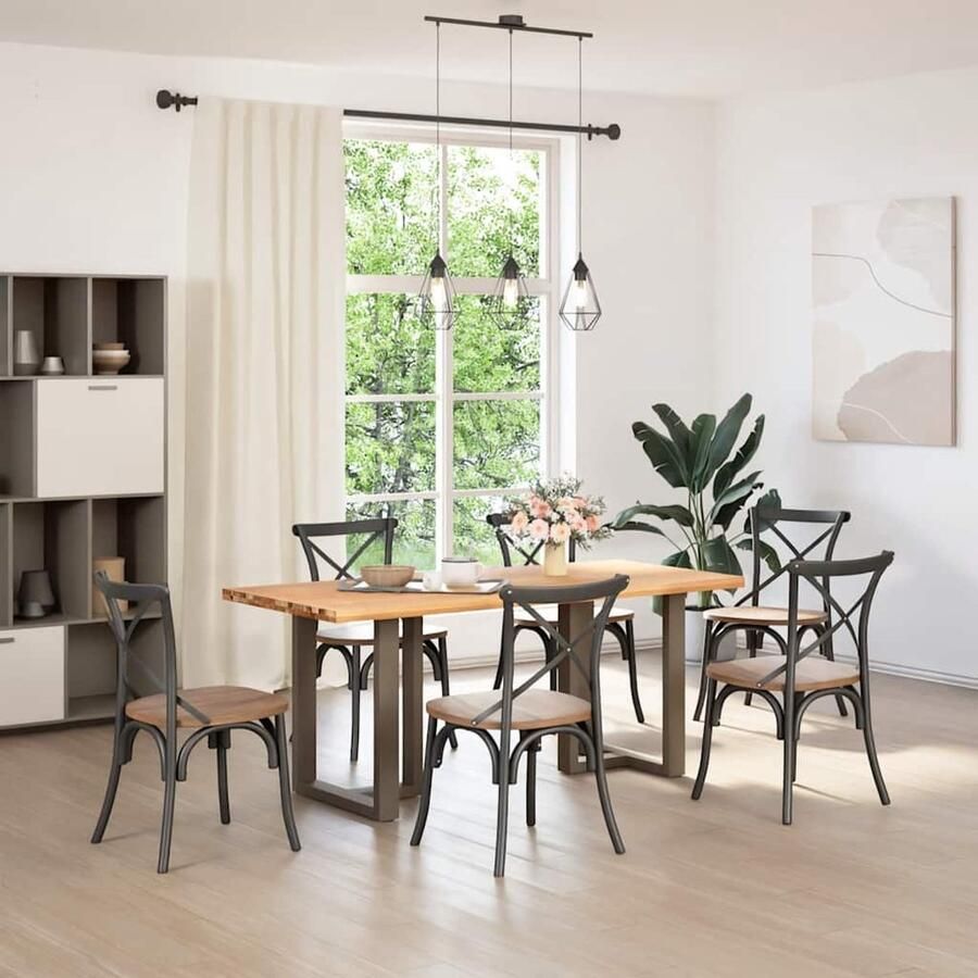 VidaXL Eettafel rechthoekig 180x80x74 cm massief eikenhout lichtbruin - Foto 2