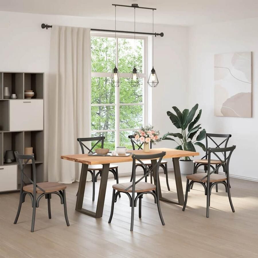 VidaXL Eettafel rechthoekig 180x80x74 cm massief eikenhout lichtbruin