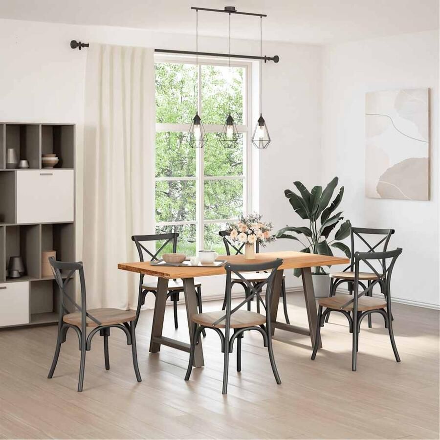 VidaXL Eettafel rechthoekig 180x80x74 cm massief eikenhout lichtbruin