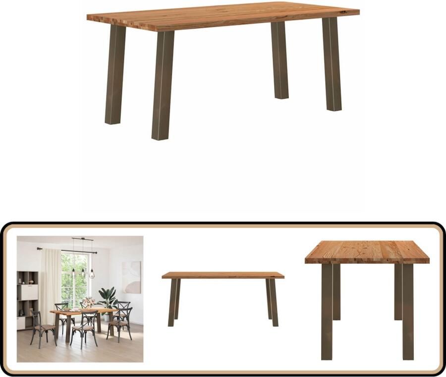 VidaXL Eettafel Rechthoekig 180x90x74 cm Massief Eikenhout Eettafel Eettafels Eetkamertafel Keukentafel - Foto 2