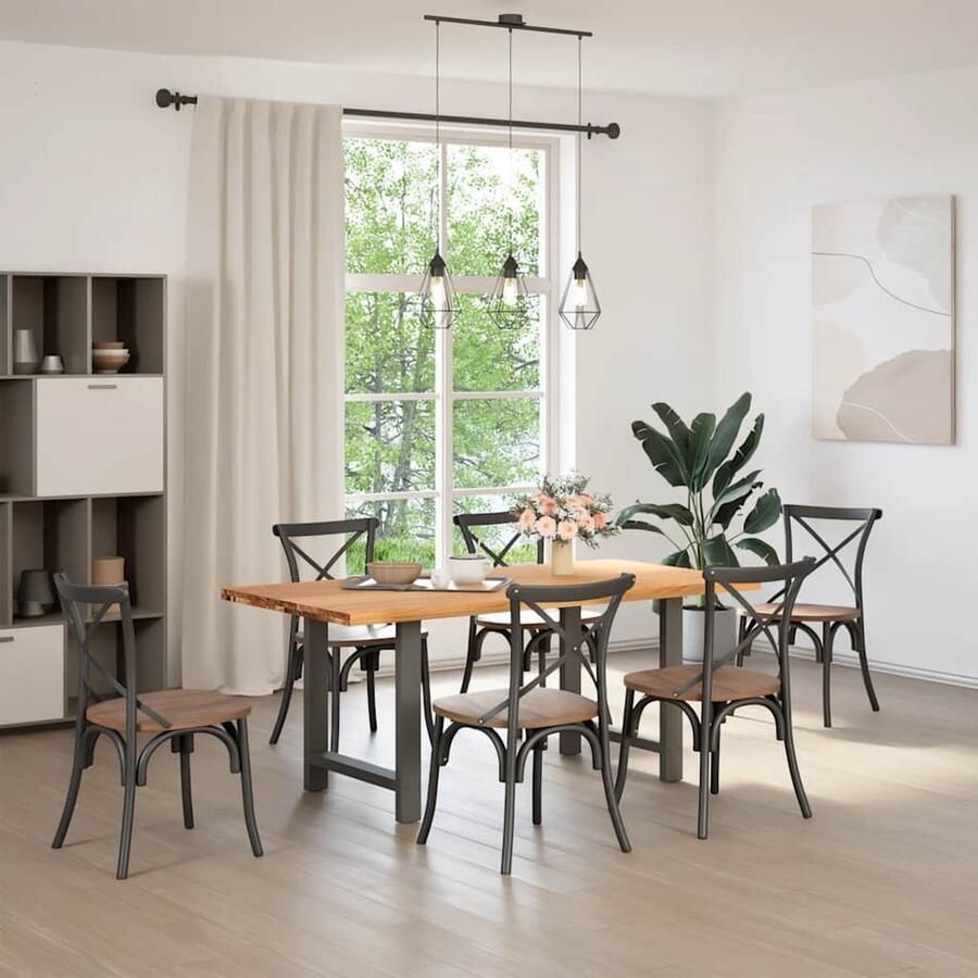 VidaXL Eettafel 180x90cm Massief Eikenhout Eettafel Eettafels Eetkamertafel Keukentafel