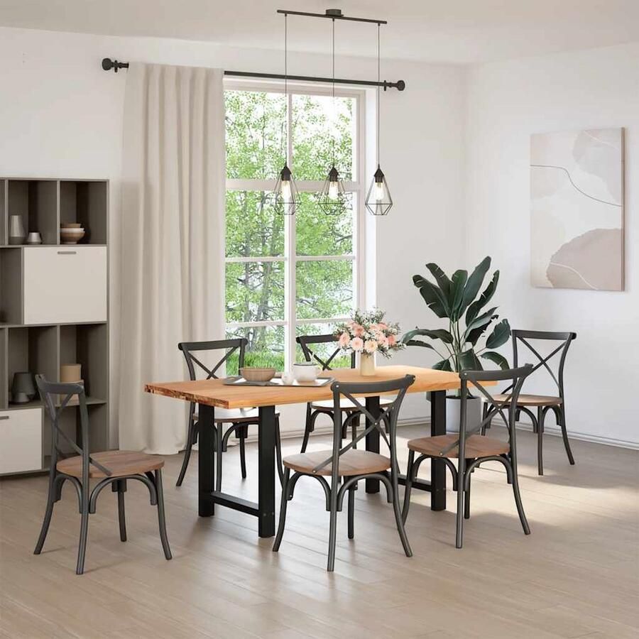 VidaXL Eettafel 180x90x74 cm Massief Eikenhout Eetkamertafel Eikenhouten Tafel Salontafel Grote Tafel Solide Tafel Design Tafel Vintage Tafel Industriële Tafel Ovale Tafel Ronde Tafel