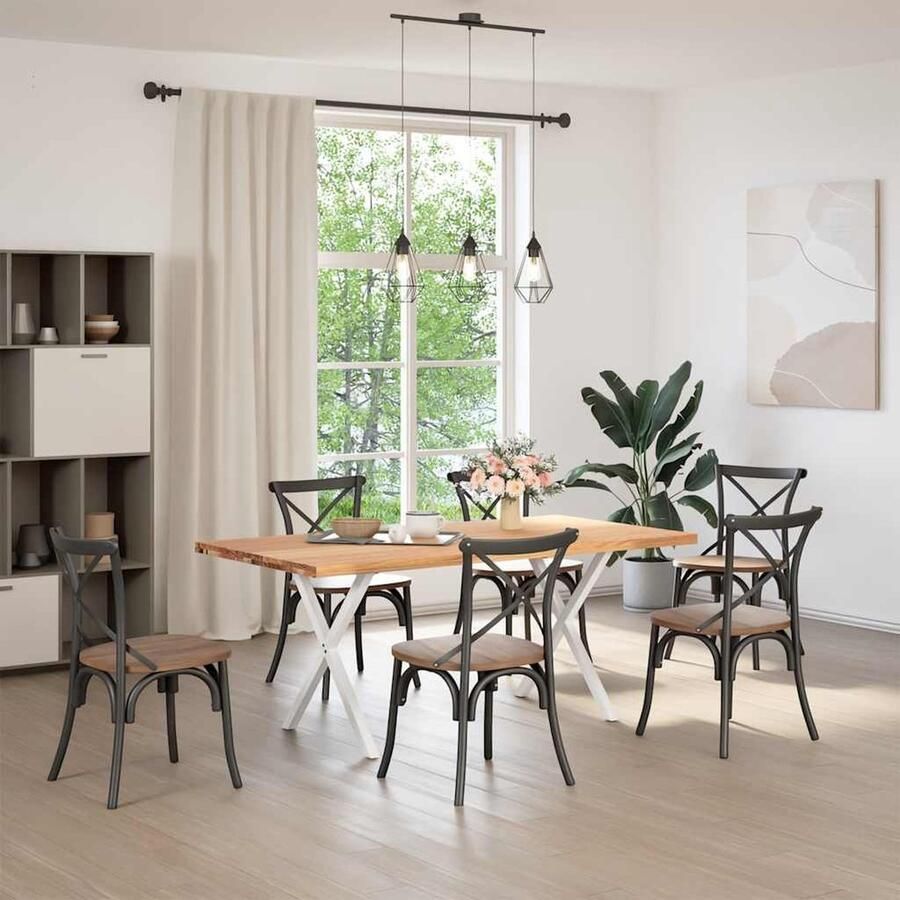 VidaXL Eettafel 180x90cm Massief Eikenhout Eetkamertafel Eikenhouten Tafel Salontafel Diningtable Massief Eikenhout Industriële Tafel Landelijke Tafel Grote Tafel Ronde Tafel Ovale Tafel