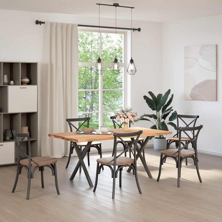 VidaXL Eettafel 180x90x74 cm Massief eikenhout Eettafel Houten Eettafel Eikentafel Salontafel Diningtable Keukenmeubilair Massief Eikenhout Stalen Poten Grote Eettafel