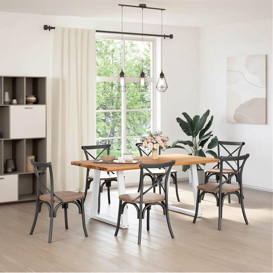 VidaXL Eettafel rechthoekig 180x90x74 cm massief eikenhout lichtbruin