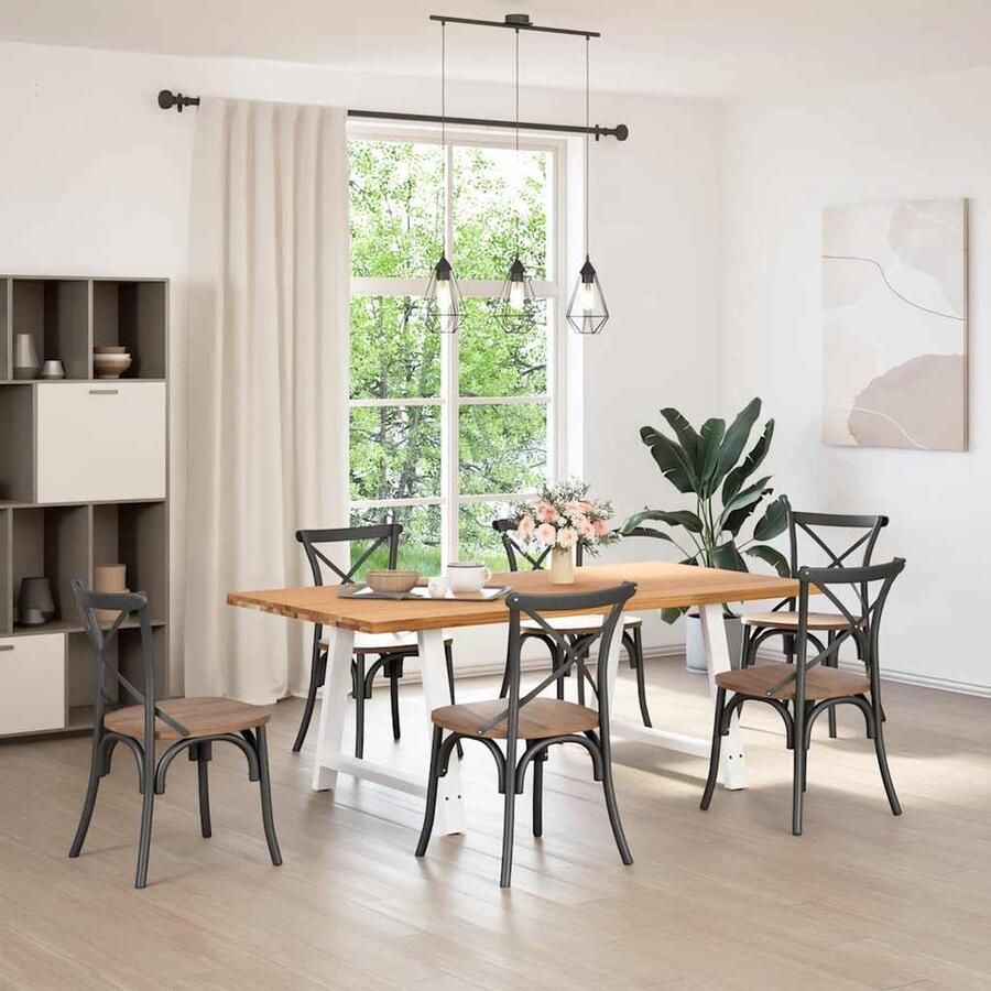 VidaXL Eettafel Massief Eikenhout 200x100 cm Eetkamertafel Eikenhouten Tafel Salontafel Massief Eikenhout Rechte Tafel Ruime Tafel Vintage Tafel Industriële Tafel Landelijke Tafel