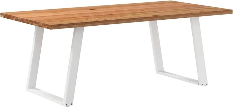 VidaXL Eettafel 200x100x74 cm Eikenhout Wit Staal Eetkamertafel Eikenhouten Tafel Salontafel Grote Tafel Stalen Tafelpoten Massief Eikenhout Vintage Tafel Industriële Tafel
