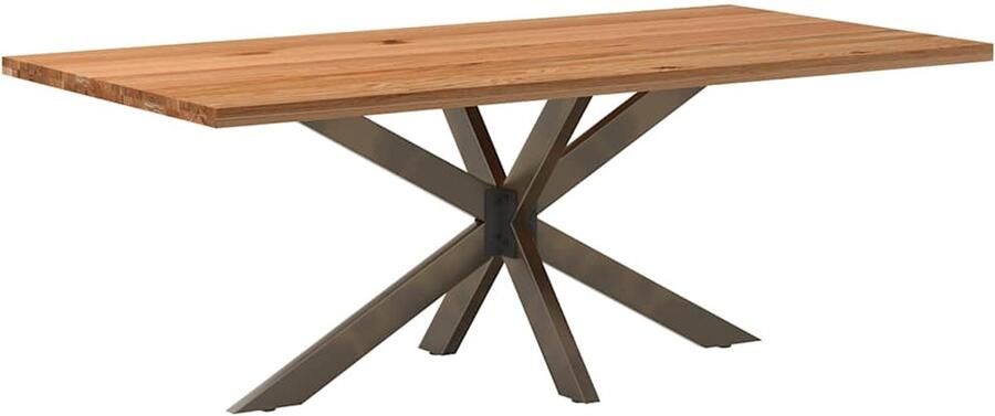 VidaXL Eettafel rechthoekig 200x100x74 cm massief eikenhout lichtbruin - Foto 2