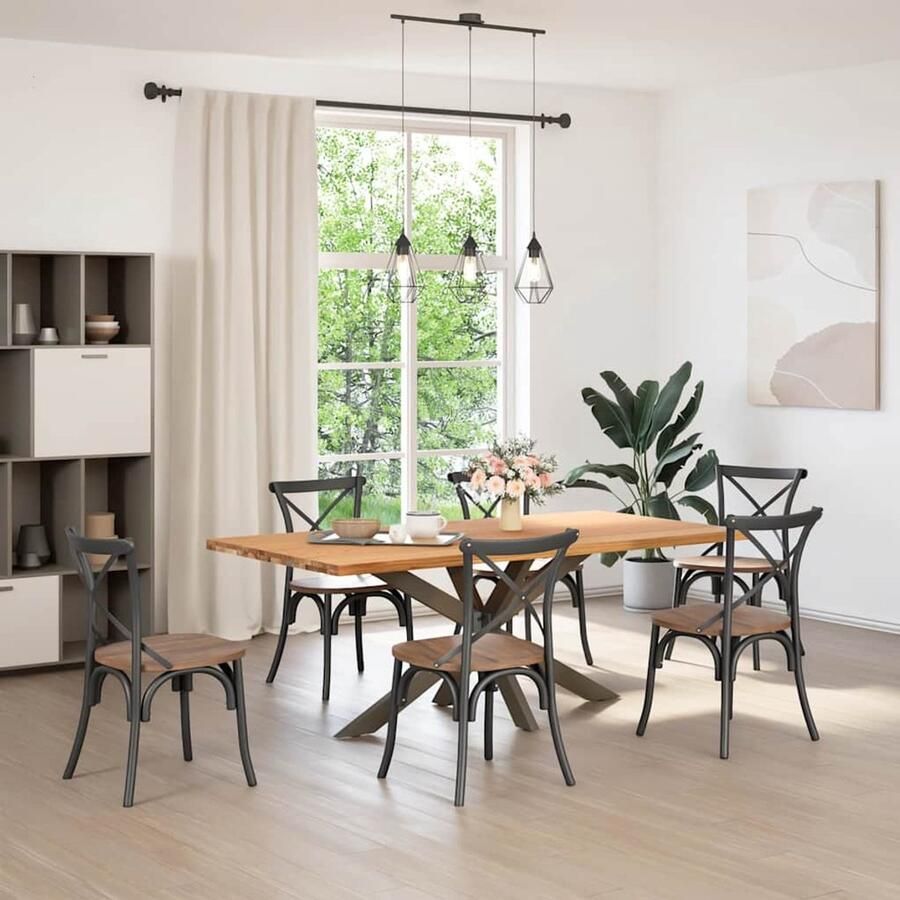 VidaXL Eettafel rechthoekig 200x100x74 cm massief eikenhout lichtbruin