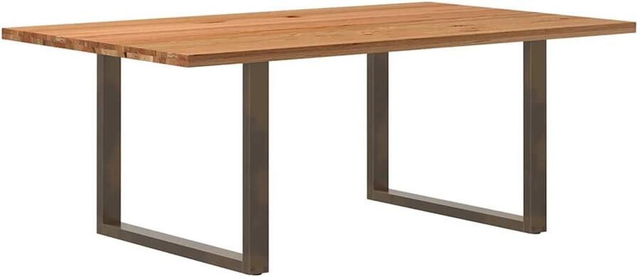 VidaXL Eettafel rechthoekig 200x120x74 cm massief eikenhout lichtbruin