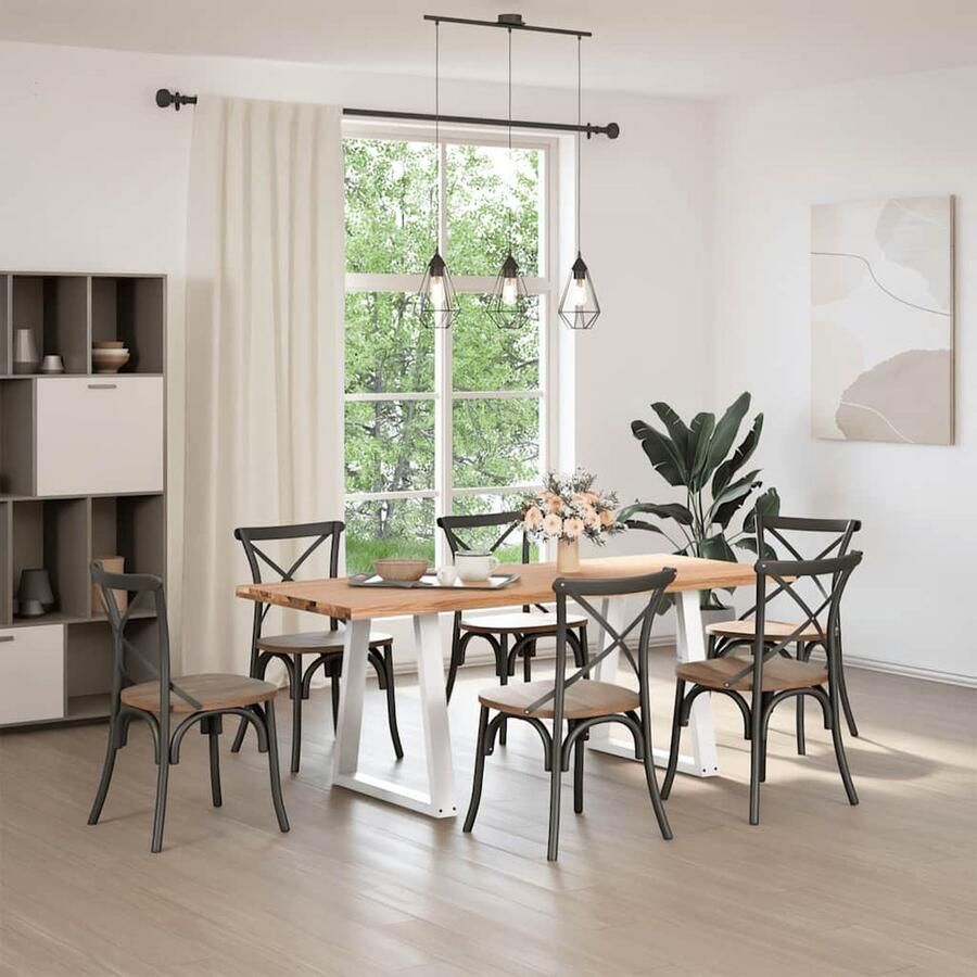 VidaXL Eettafel 200x80x74 cm Eikenhout Lichtbruin Eettafel Houten Eettafel Eikentafel Salontafel Diningtable Keukenset Massief Eikenhout Vintage Tafel Landelijke Tafel