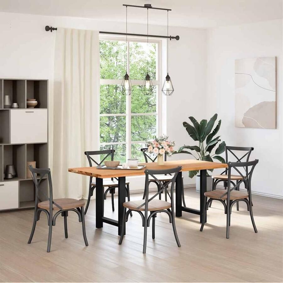 VidaXL Eettafel 200x80x74 cm Massief Eikenhout Eettafel Houten Tafel Eikentafel Salontafel Diningtable Keukenmeubilair Eetkamerset Grote Tafel Solide Tafel