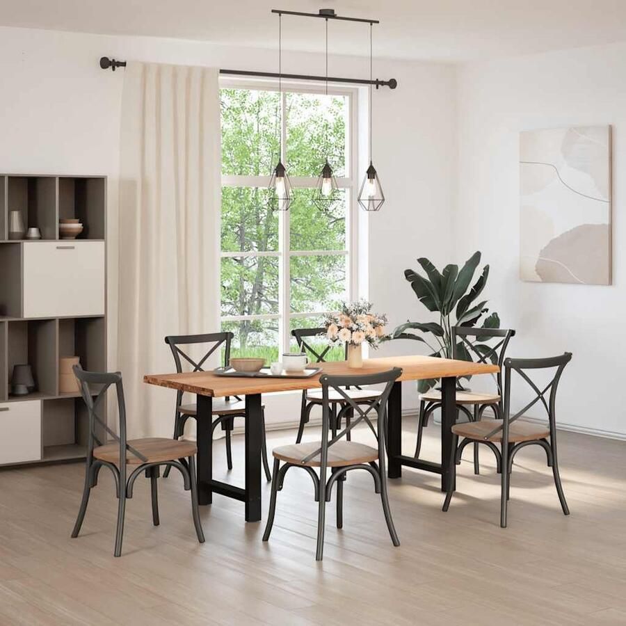 VidaXL Eettafel 200x80x74 cm Massief Eikenhout Eettafel Eettafels Eetkamertafel Keukentafel