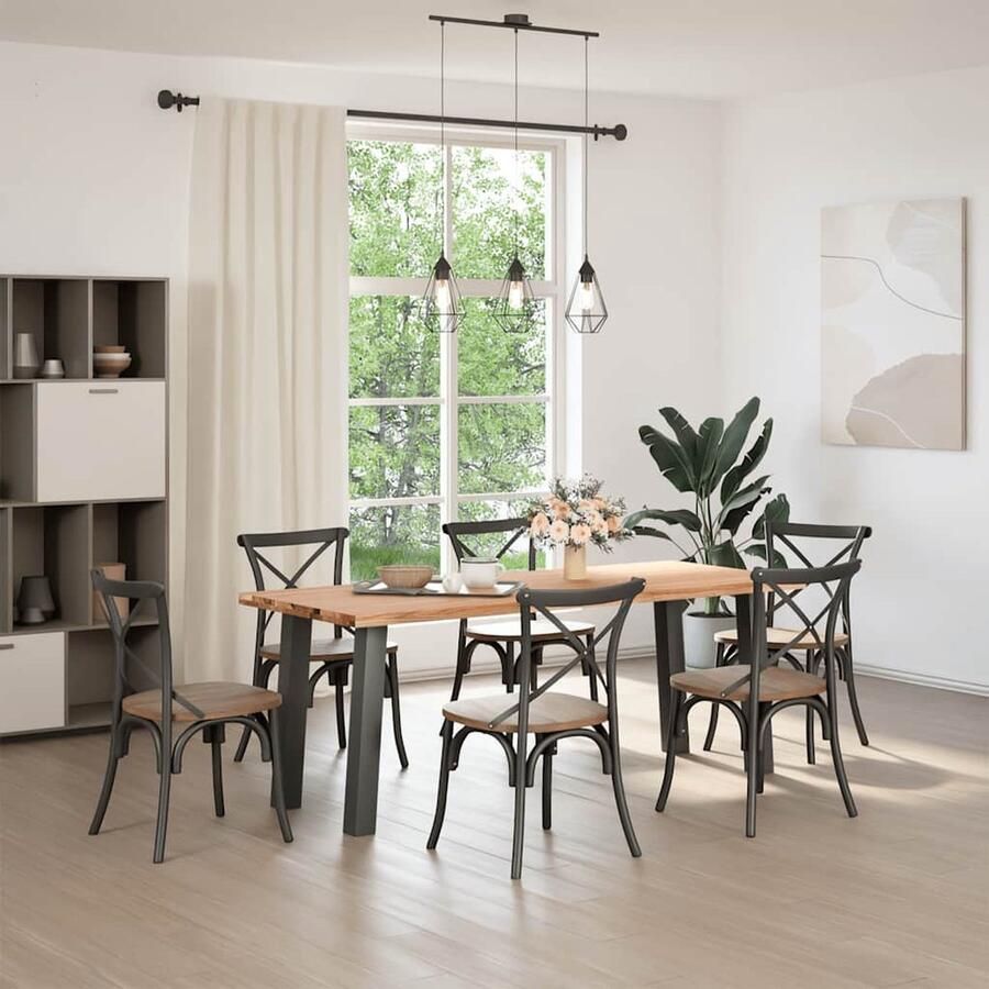 VidaXL Eettafel Massief Eikenhout 200x80x74 cm Eetkamertafel Eikenhouten Tafel Salontafel Tuintafel Buitentafel Grote Tafel Ronde Tafel Ovale Tafel