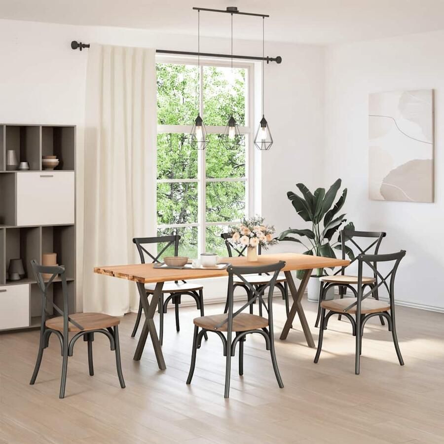 VidaXL Eettafel rechthoekig 200x80x74 cm massief eikenhout lichtbruin - Foto 2