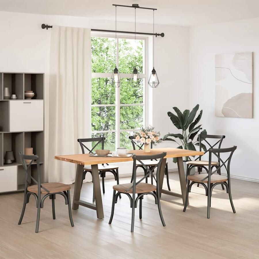 VidaXL Eettafel rechthoekig 200x80x74 cm massief eikenhout lichtbruin