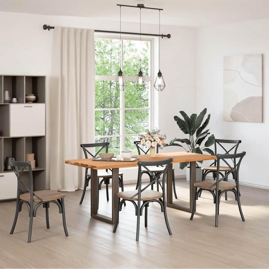 VidaXL Eettafel rechthoekig 200x80x74 cm massief eikenhout lichtbruin