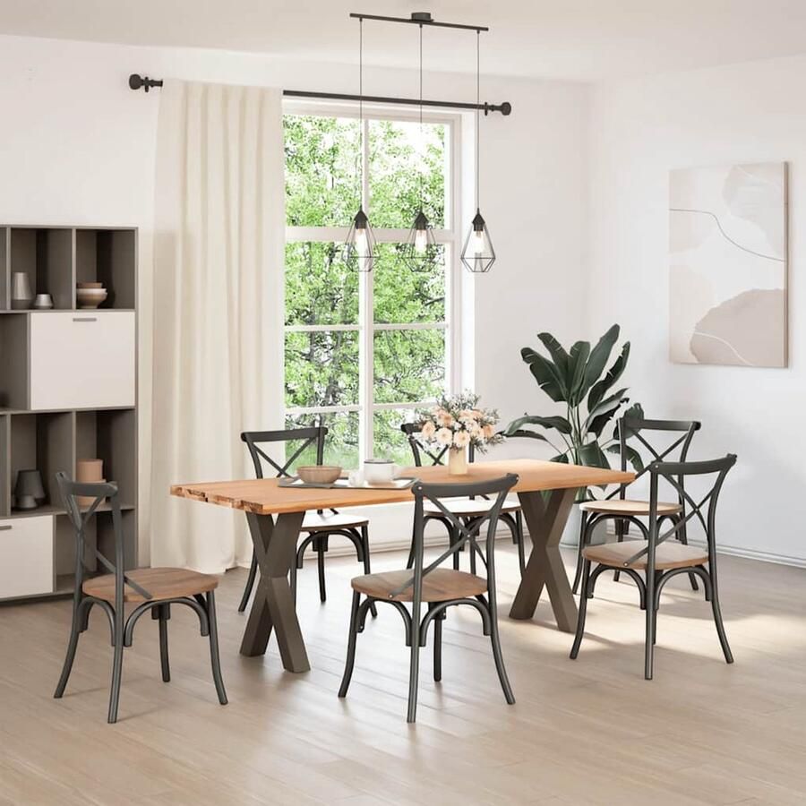 VidaXL Eettafel rechthoekig 200x80x74 cm massief eikenhout lichtbruin