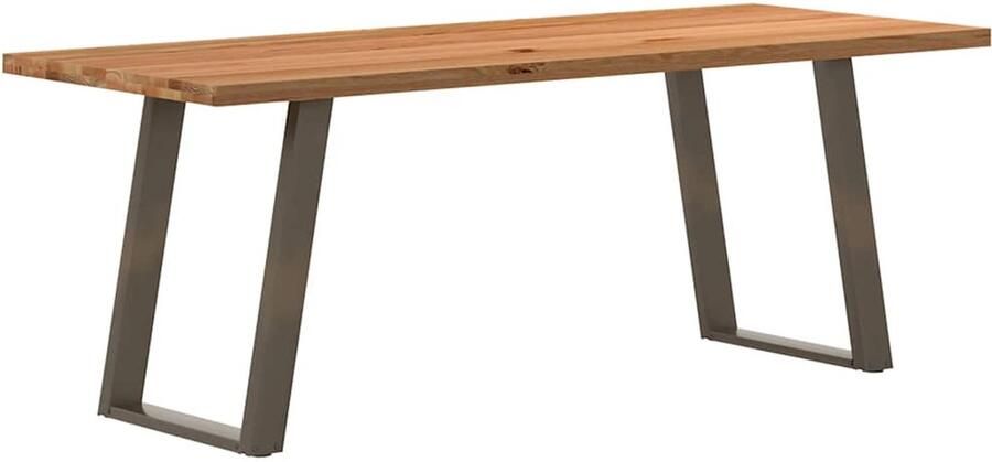 VidaXL Eettafel rechthoekig 200x80x74 cm massief eikenhout lichtbruin
