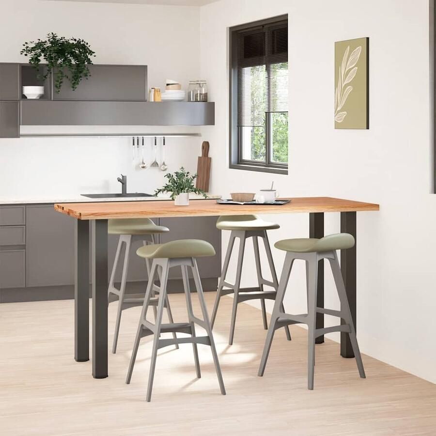 VidaXL Bartafel rechthoekig 200x80x92 cm massief eikenhout lichtbruin - Foto 2