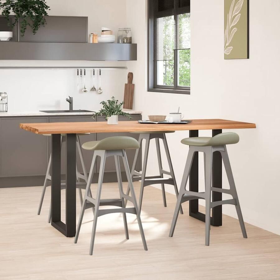 VidaXL Eettafel rechthoekig 200x80x92 cm massief eikenhout lichtbruin - Foto 2