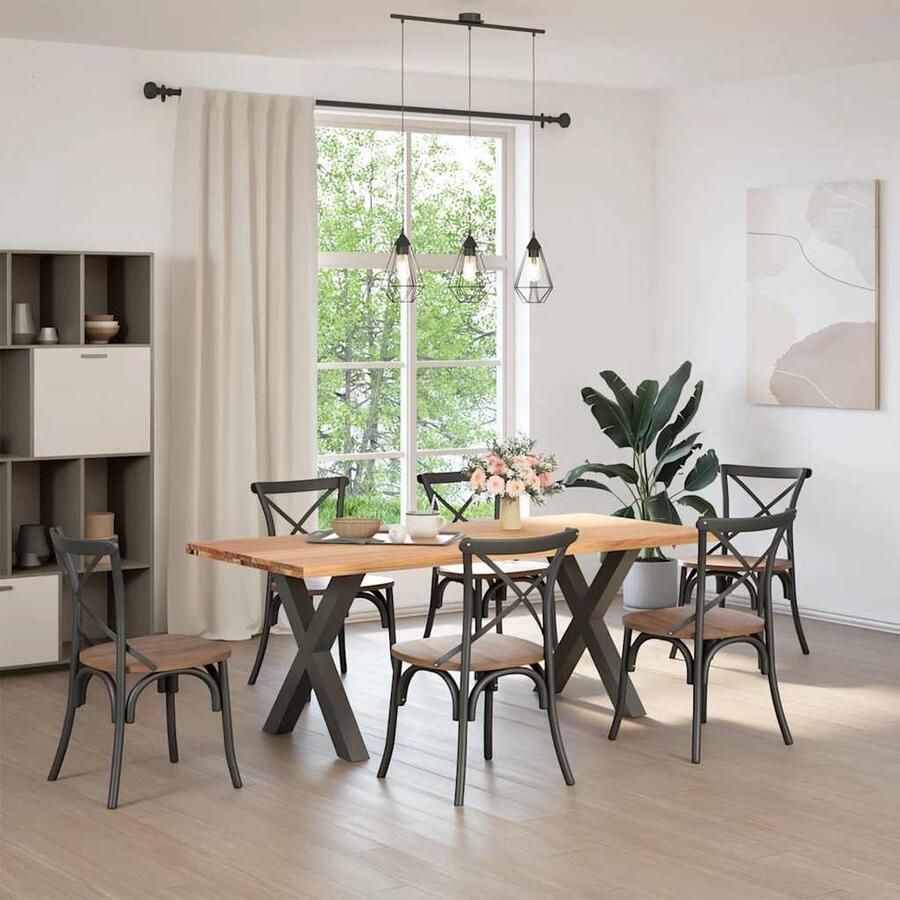 VidaXL Eettafel rechthoekig 200x90x74 cm Eikenhout Eetkamertafel Eikenhouten Tafel Grote Eettafel Salontafel Diningtable Massief Eikenhout Industriële Tafel Landelijke Tafel