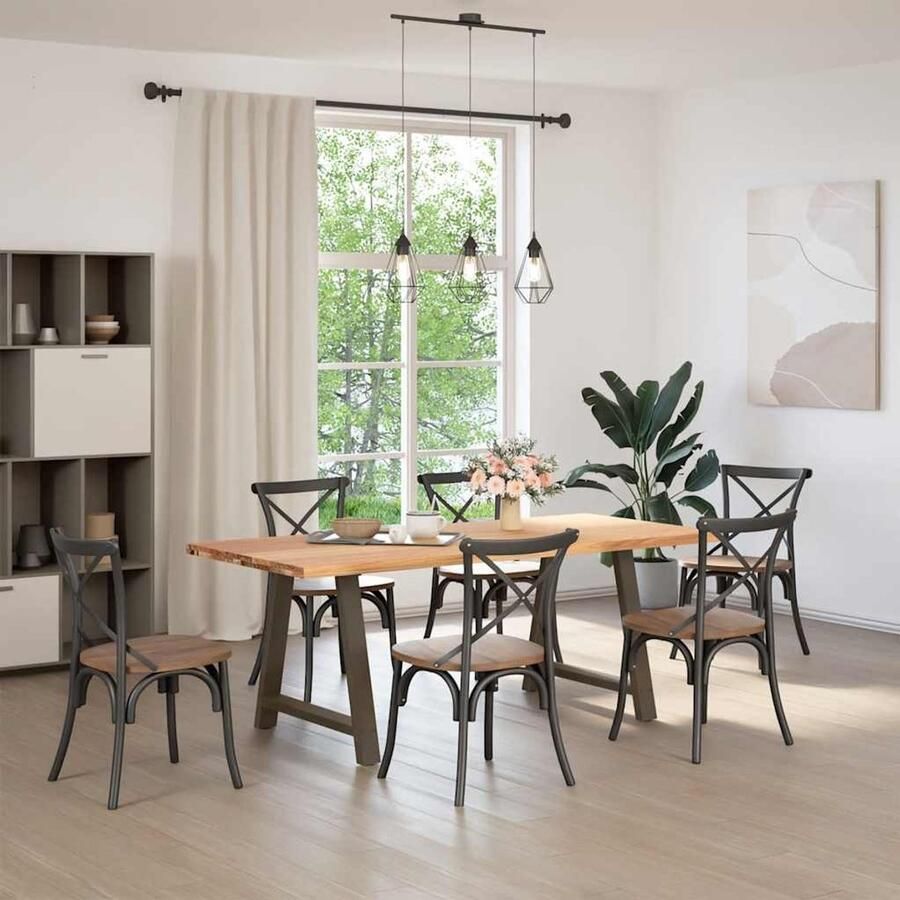 VidaXL Eettafel rechthoekig 200x90x74 cm massief eikenhout lichtbruin