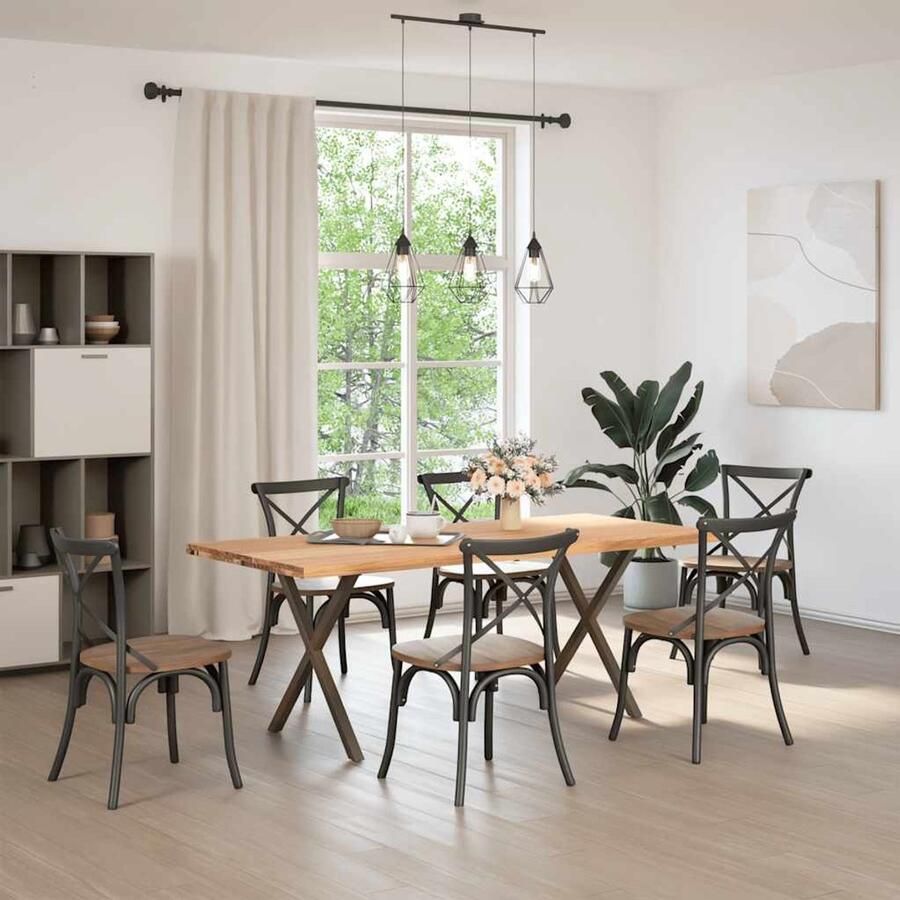 VidaXL Eettafel rechthoekig 200x90x74 cm massief eikenhout lichtbruin