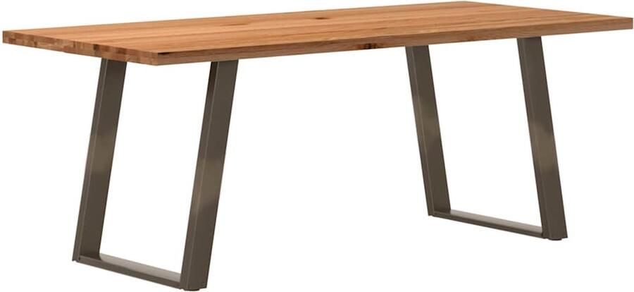 VidaXL Eettafel rechthoekig 200x90x74 cm massief eikenhout lichtbruin