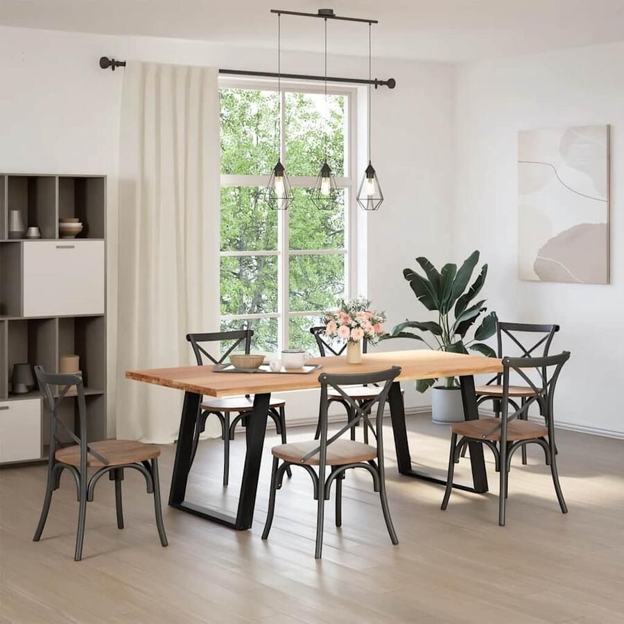 VidaXL Eettafel Rechthoekig 220x100x74cm Massief Eikenhout Eetkamertafel Eikenhouten Tafel Salontafel Diningtable Massief Eikenhout Rechte Tafel Ovale Tafel Ronde Tafel Industriële Tafel Landelijke Tafel