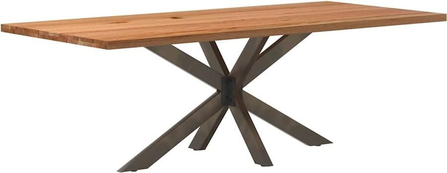 VidaXL Eettafel rechthoekig 220x100x74 cm massief eikenhout lichtbruin