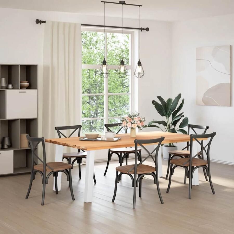 VidaXL Eettafel Rechthoekig 220x120x74 cm Eikenhout Eettafel Houten Eettafel Eik Eettafel Salontafel Diningtable