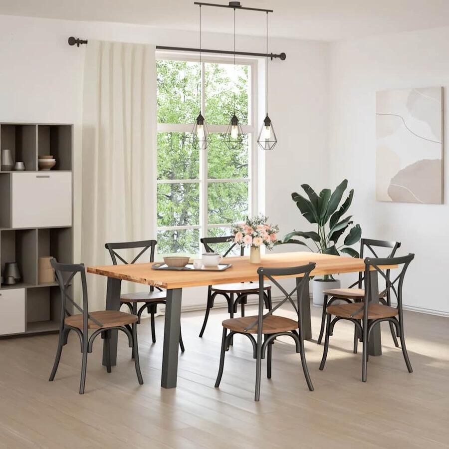 VidaXL Eettafel 220x120x74 cm Massief Eikenhout Eettafel Houten Eettafel Eik Eettafel Salontafel Diningtable Tuintafel