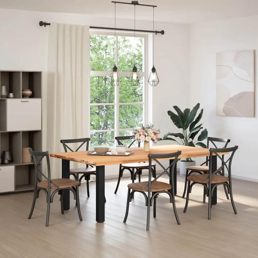 VidaXL Eettafel 220x120 cm Massief Eikenhout Eettafel Houten Eettafel Eikentafel Salontafel Diningtable Grote Eettafel Massief Eikenhout Landelijke Eettafel Industriële Eettafel