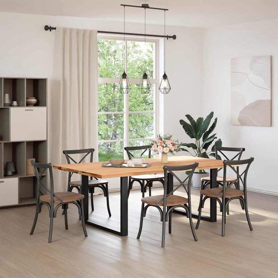 VidaXL Eettafel 220x120 cm Massief Eikenhout Eettafel Houten Tafel Eikentafel Salontafel Diningtable Keukenset Eetkamerstoel