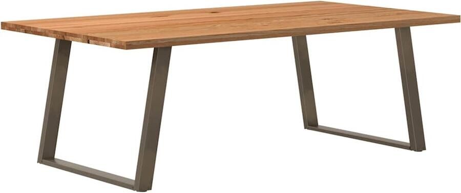 VidaXL Eettafel rechthoekig 220x120x74 cm massief eikenhout lichtbruin