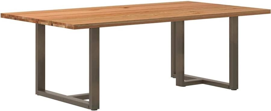 VidaXL Eettafel rechthoekig 220x120x74 cm massief eikenhout lichtbruin