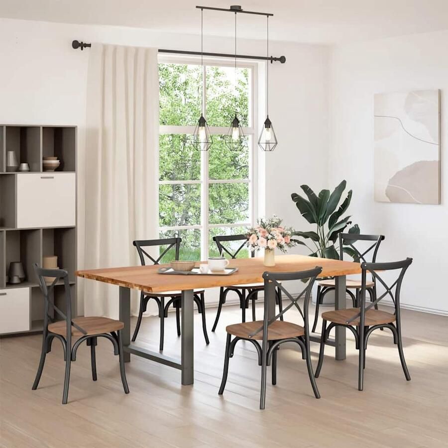 VidaXL Eettafel rechthoekig 220x120x74 cm massief eikenhout lichtbruin