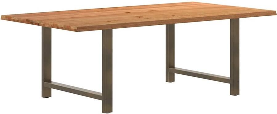 VidaXL Eettafel rechthoekig 220x120x74 cm massief eikenhout lichtbruin