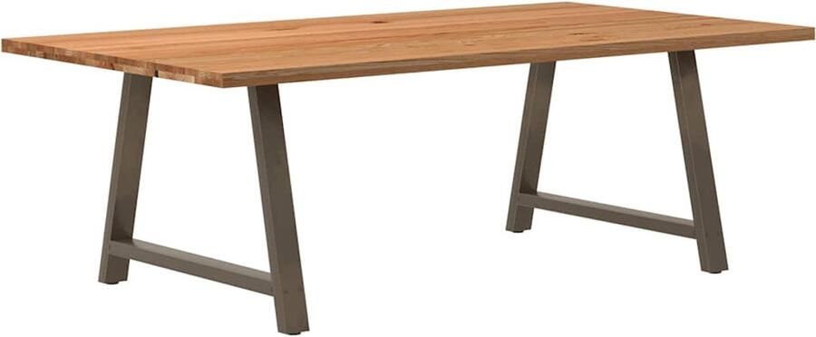 VidaXL Eettafel rechthoekig 220x120x74 cm massief eikenhout lichtbruin