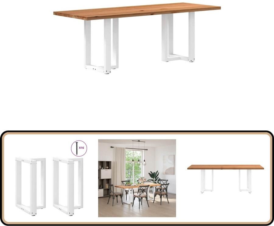 VidaXL Eettafel Eikenhout 220x80x74 cm Lichtbruin Eettafel Eettafels Eetkamertafel Keukentafel - Foto 2