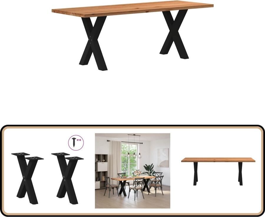 VidaXL Eettafel Rechthoekig 220x80x74 cm Eikenhout Eettafel Eettafels Eetkamertafel Keukentafel - Foto 2