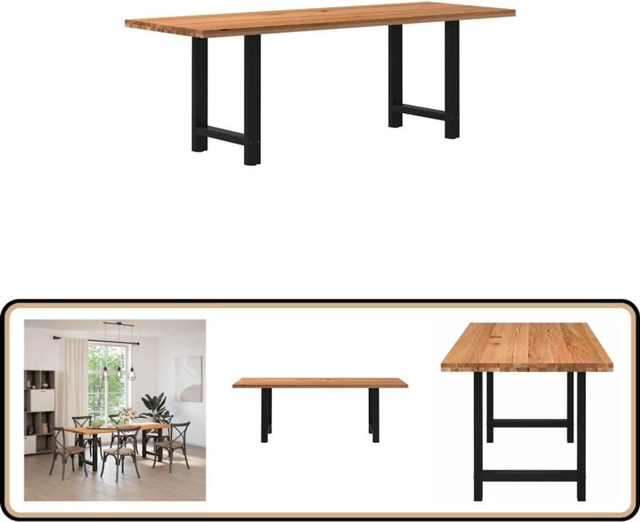 VidaXL Eettafel Massief Eikenhout 220x80x74 cm Eettafel Eettafels Eetkamertafel Keukentafel - Foto 2