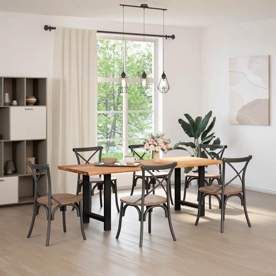 VidaXL Eettafel Rechthoekig 220x80x74 cm Massief Eikenhout Eettafel Houten Tafel Eikenhouten Tafel Salontafel Diningtable Keukenmeubilair Massief Eikenhout Industriële Tafel Landelijke Tafel