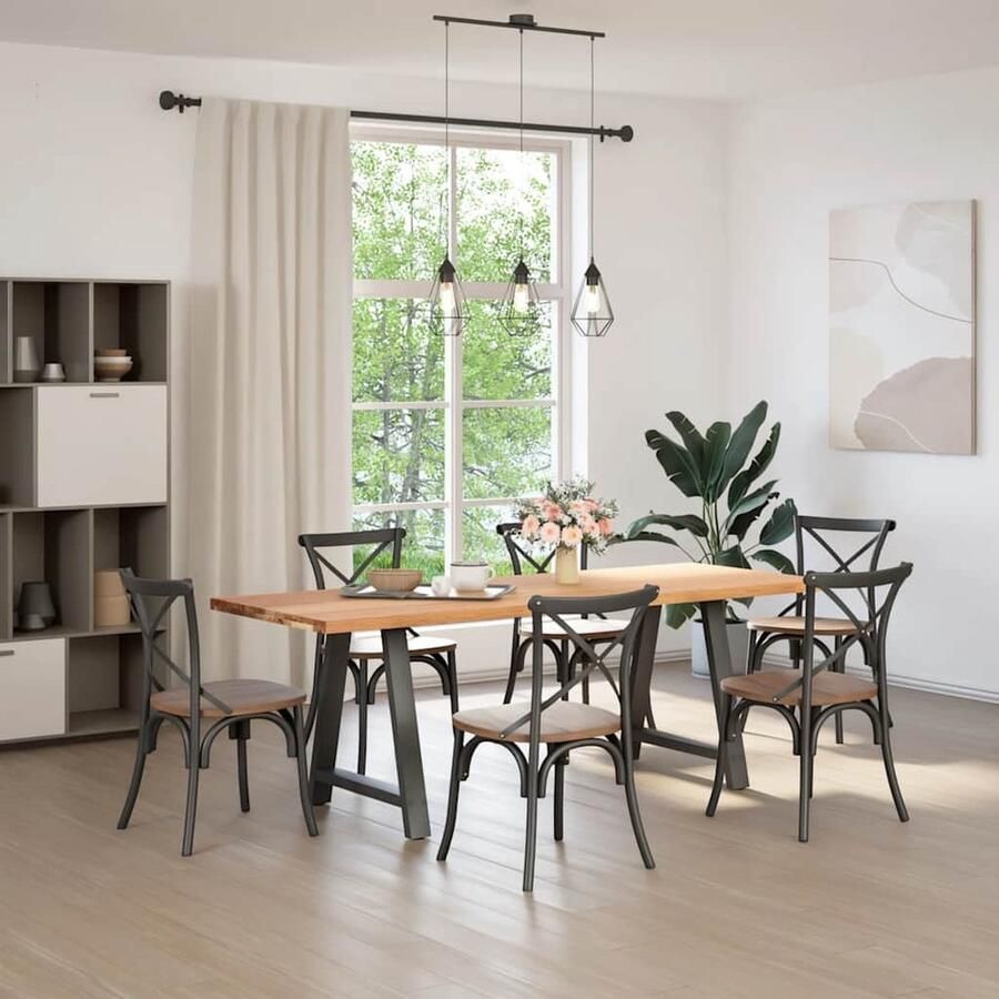 VidaXL Eettafel Rechthoekig 220x80x74cm Massief Eiken Eettafels Houten Eettafel Eikentafel Salontafel Diningtable Massief Eikenhout Vintage Tafel Industriële Tafel