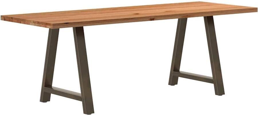 VidaXL Eettafel rechthoekig 220x80x74 cm massief eikenhout lichtbruin - Foto 2