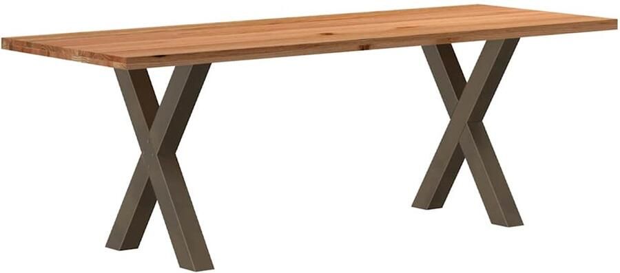 VidaXL Eettafel rechthoekig 220x80x74 cm massief eikenhout lichtbruin