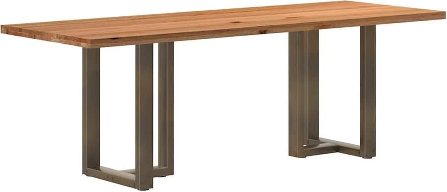 VidaXL Eettafel rechthoekig 220x80x74 cm massief eikenhout lichtbruin